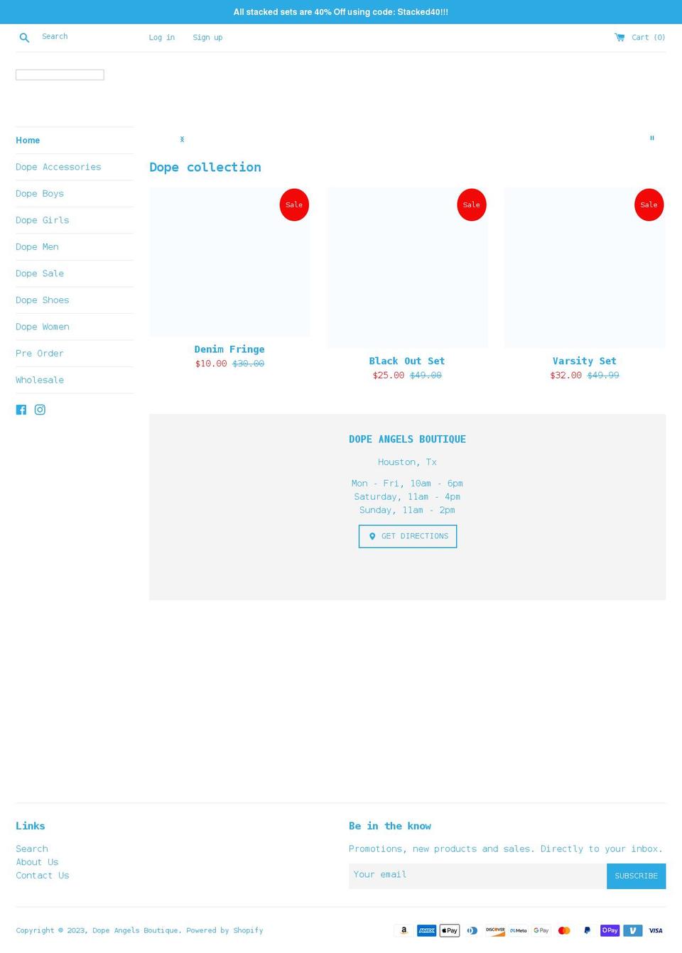 dopeangelsboutique.com shopify website screenshot