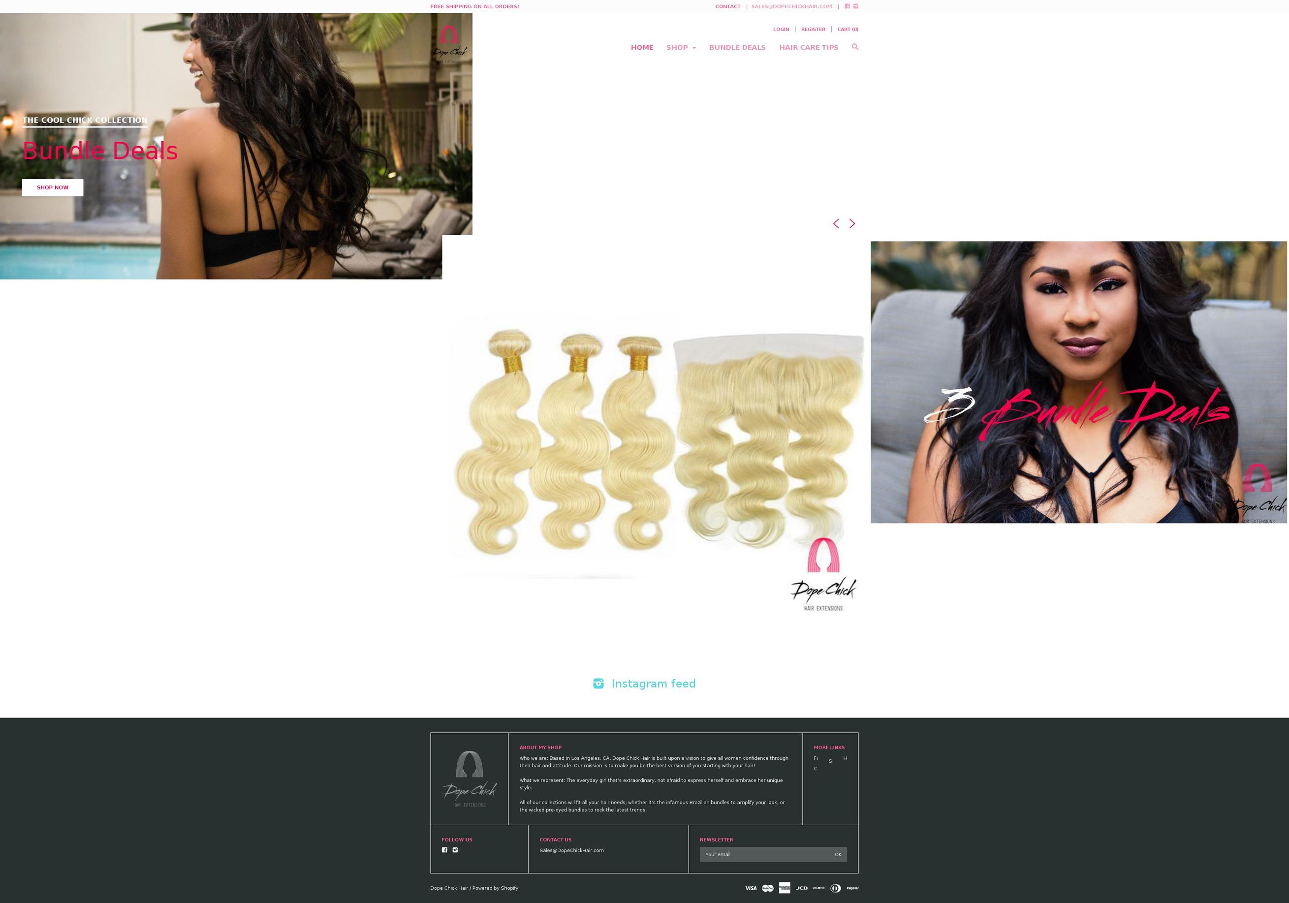 dopechickhairextensions.com — Shopify storefront screenshot