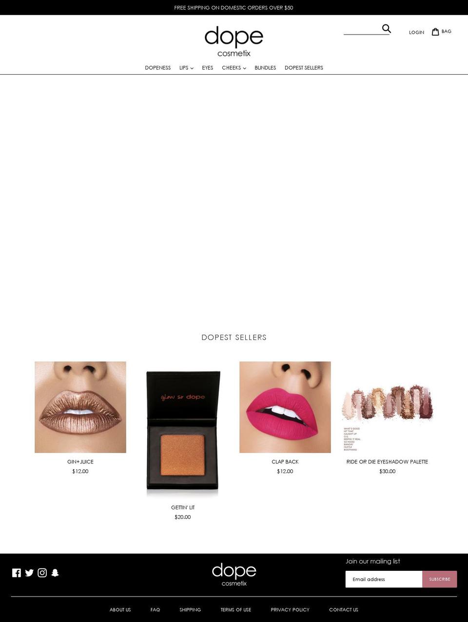 dopecosmetix.com — Shopify storefront screenshot