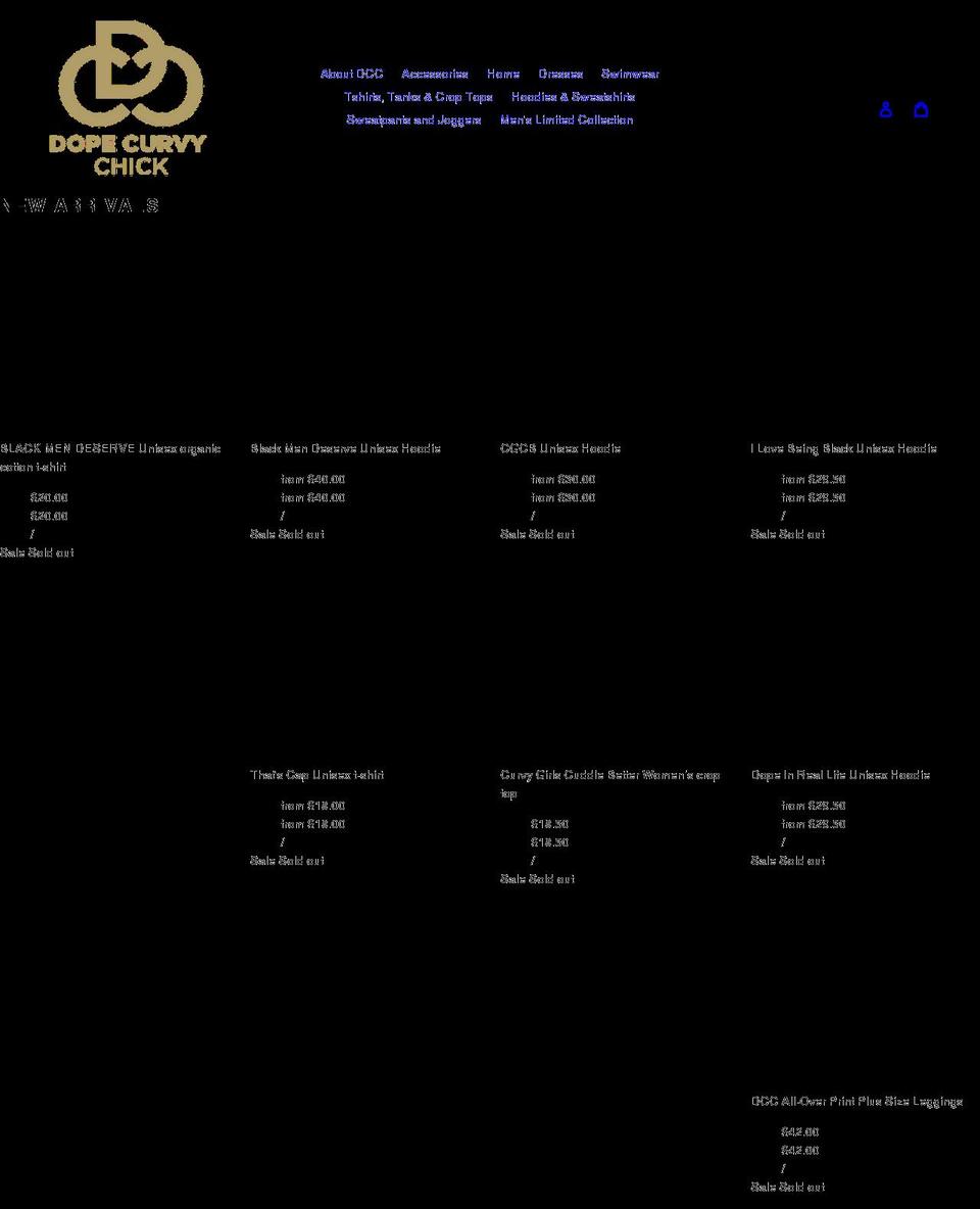 dopecurvychick.com shopify website screenshot