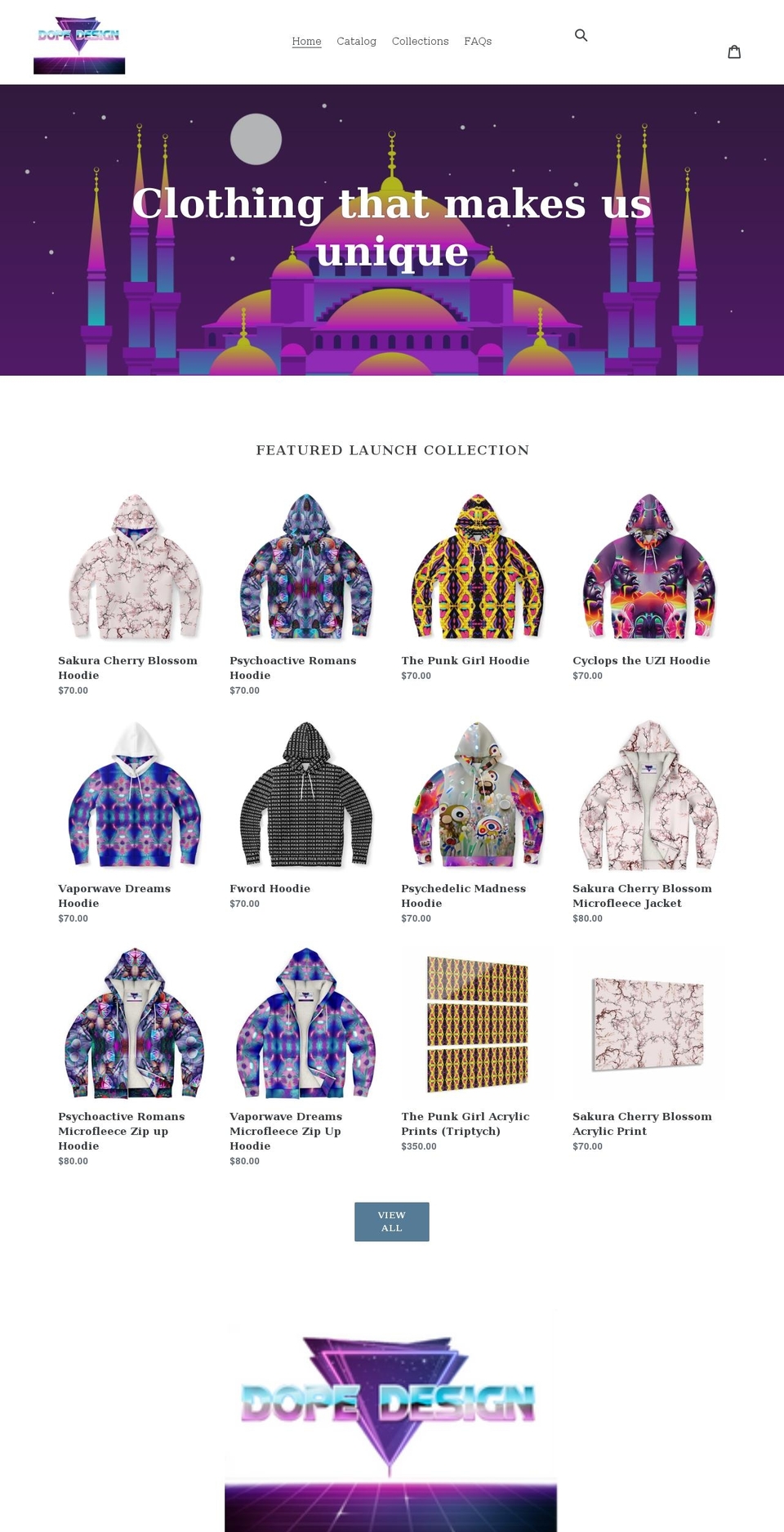 dopedesignclothing.com shopify website screenshot