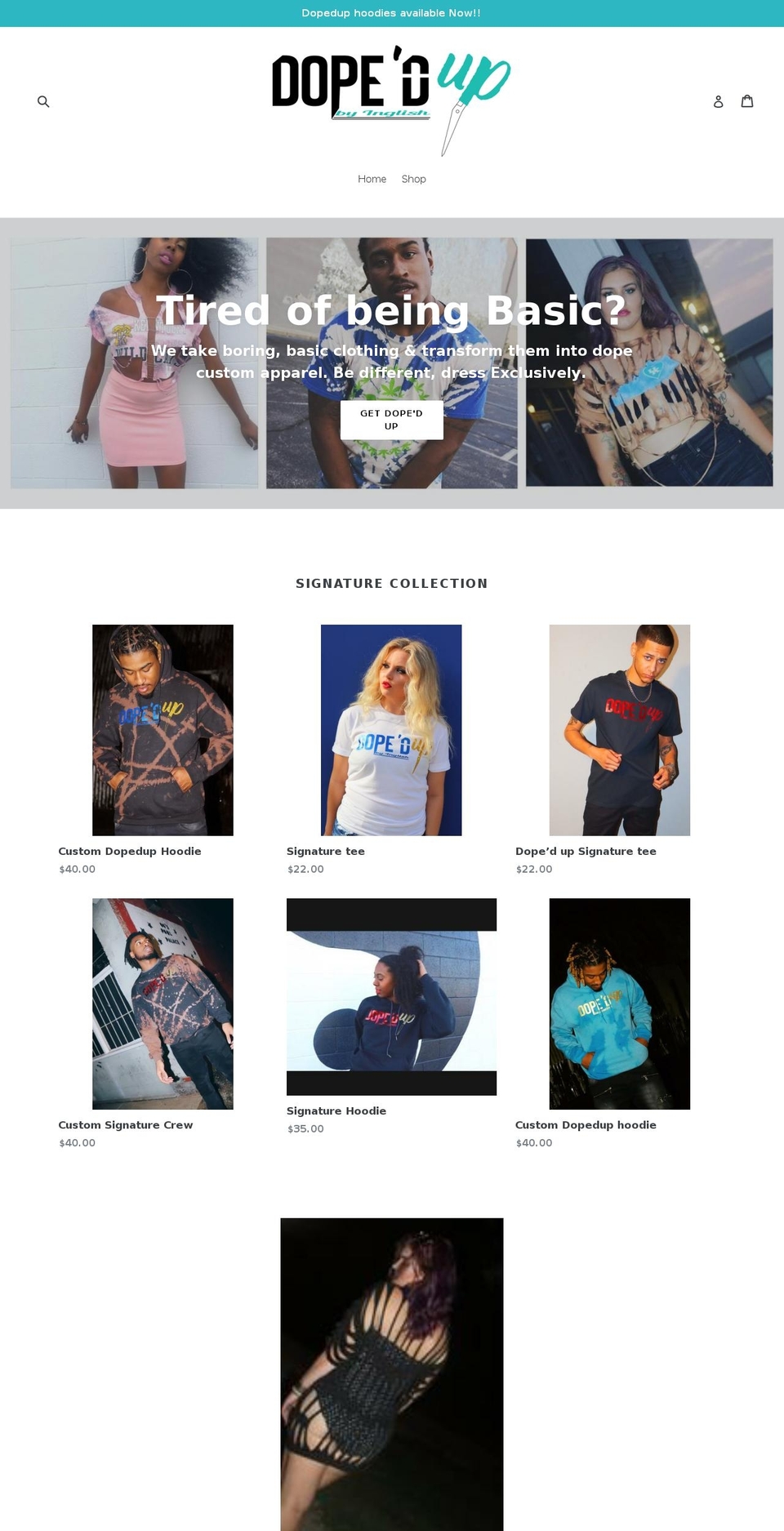 dopedupclothing.com — Shopify storefront screenshot