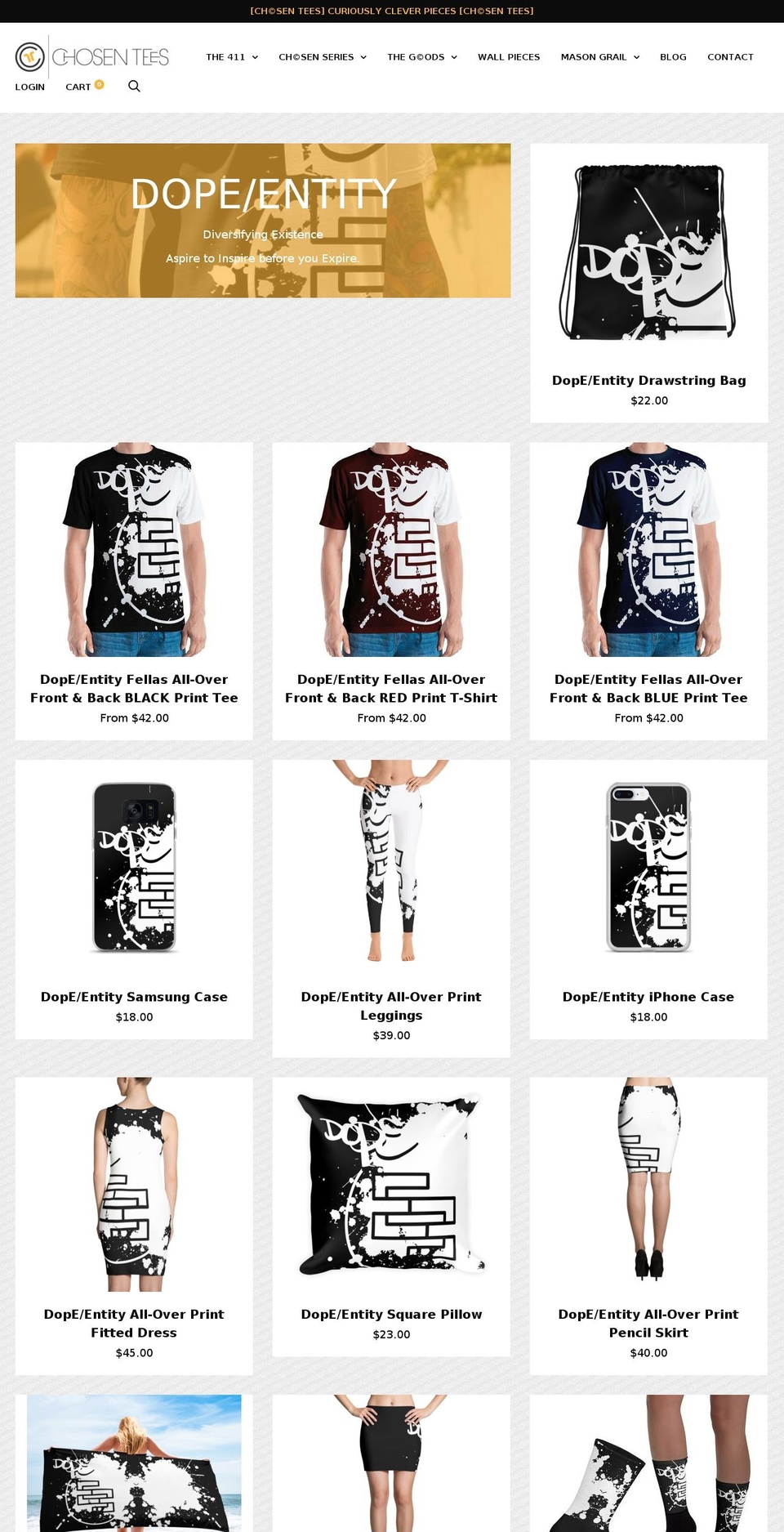 ChOsen TEES Shopify theme site example dopeentity.com