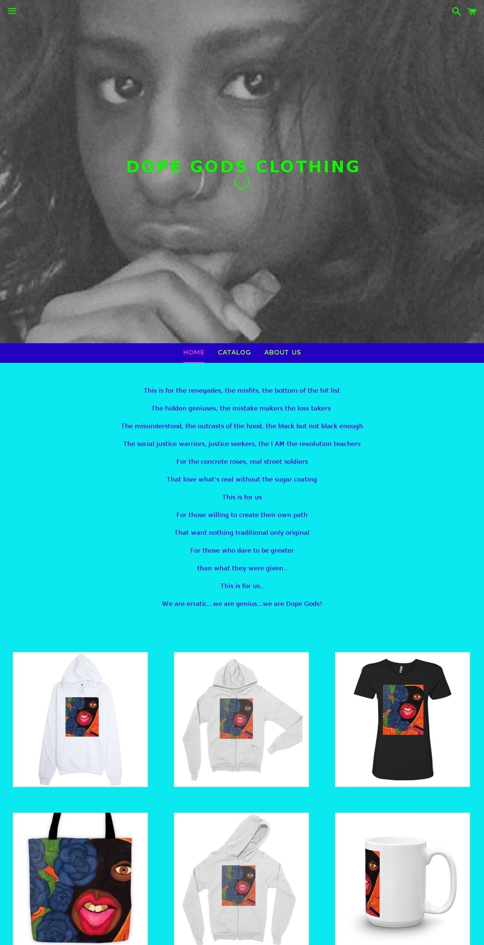 dopegodsclothing.com shopify website screenshot