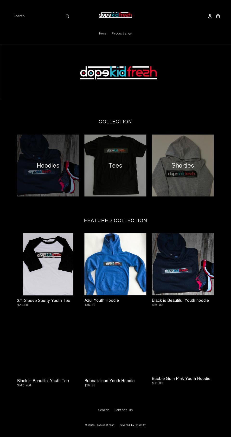 dopekidfresh.myshopify.com shopify website screenshot
