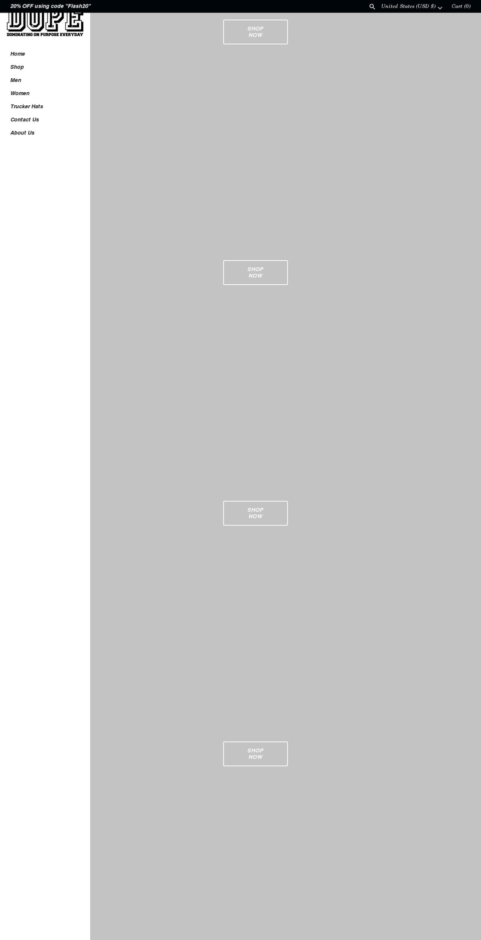 dopeman-gear.com shopify website screenshot