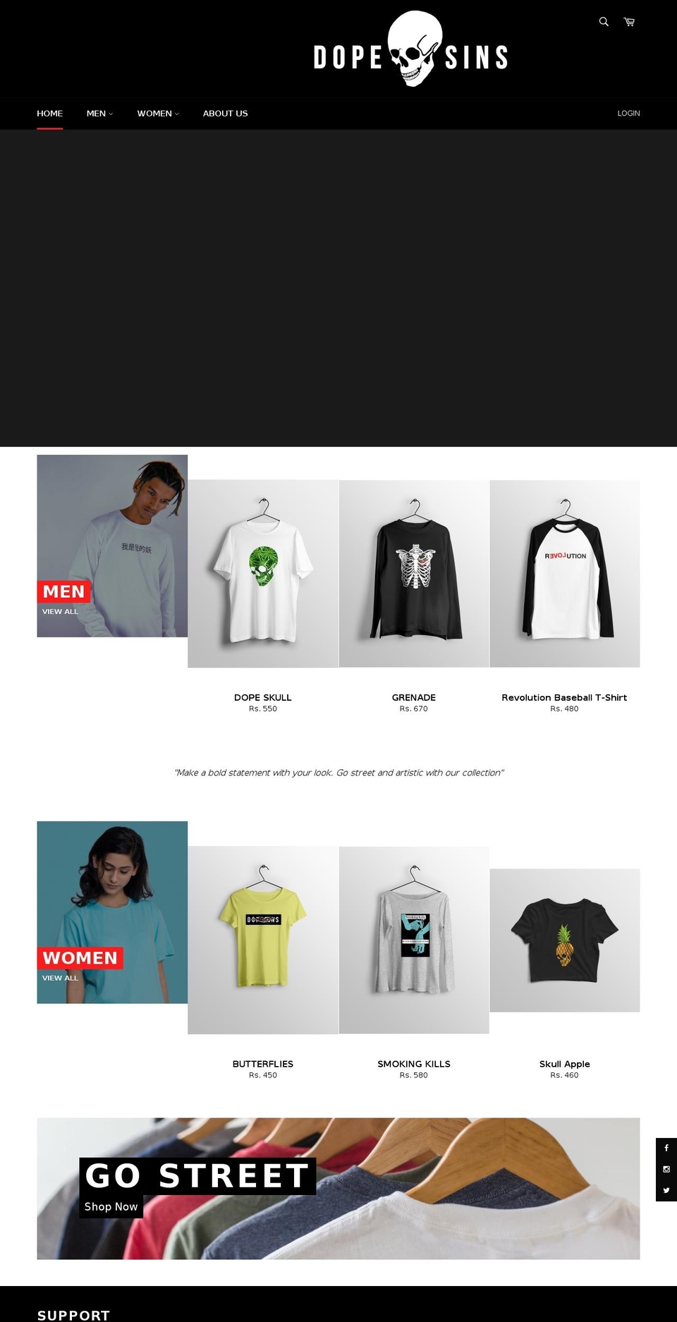 dopesins.com shopify website screenshot