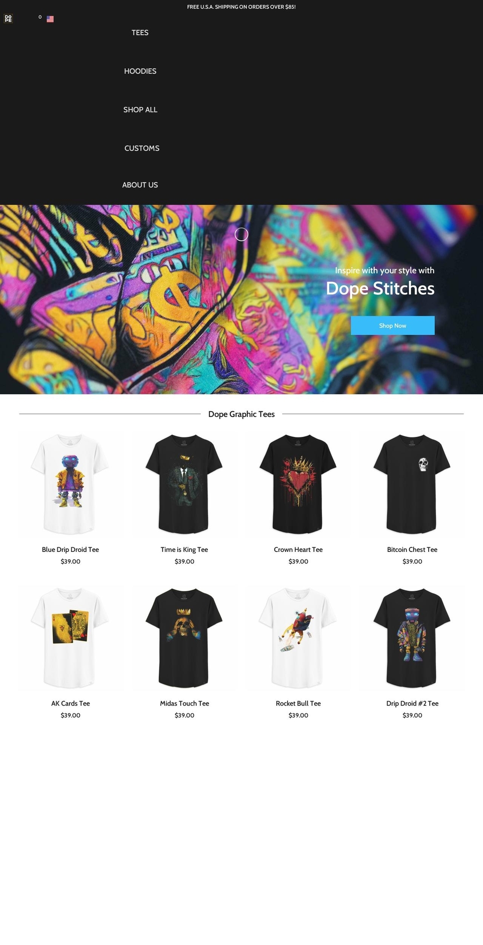 Shia Shopify theme site example dopestitches.com