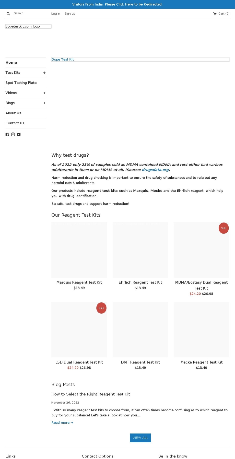 dopetestkit.com shopify website screenshot