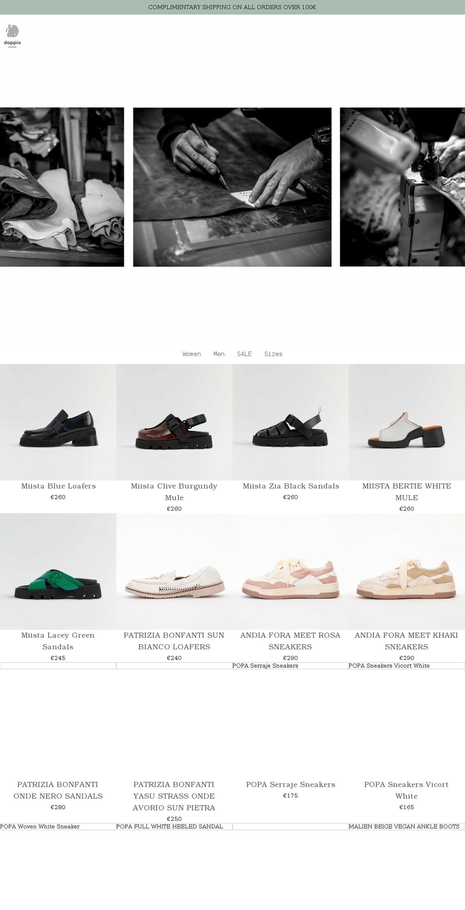 doppioshoes.com shopify website screenshot