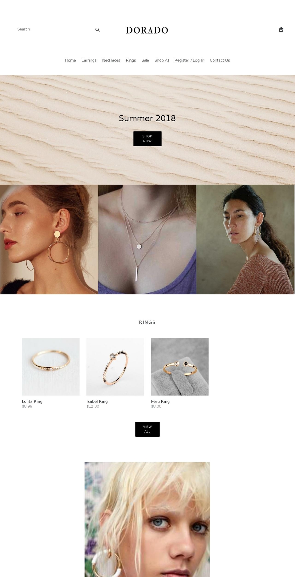 doradojewelry.com — Shopify storefront screenshot
