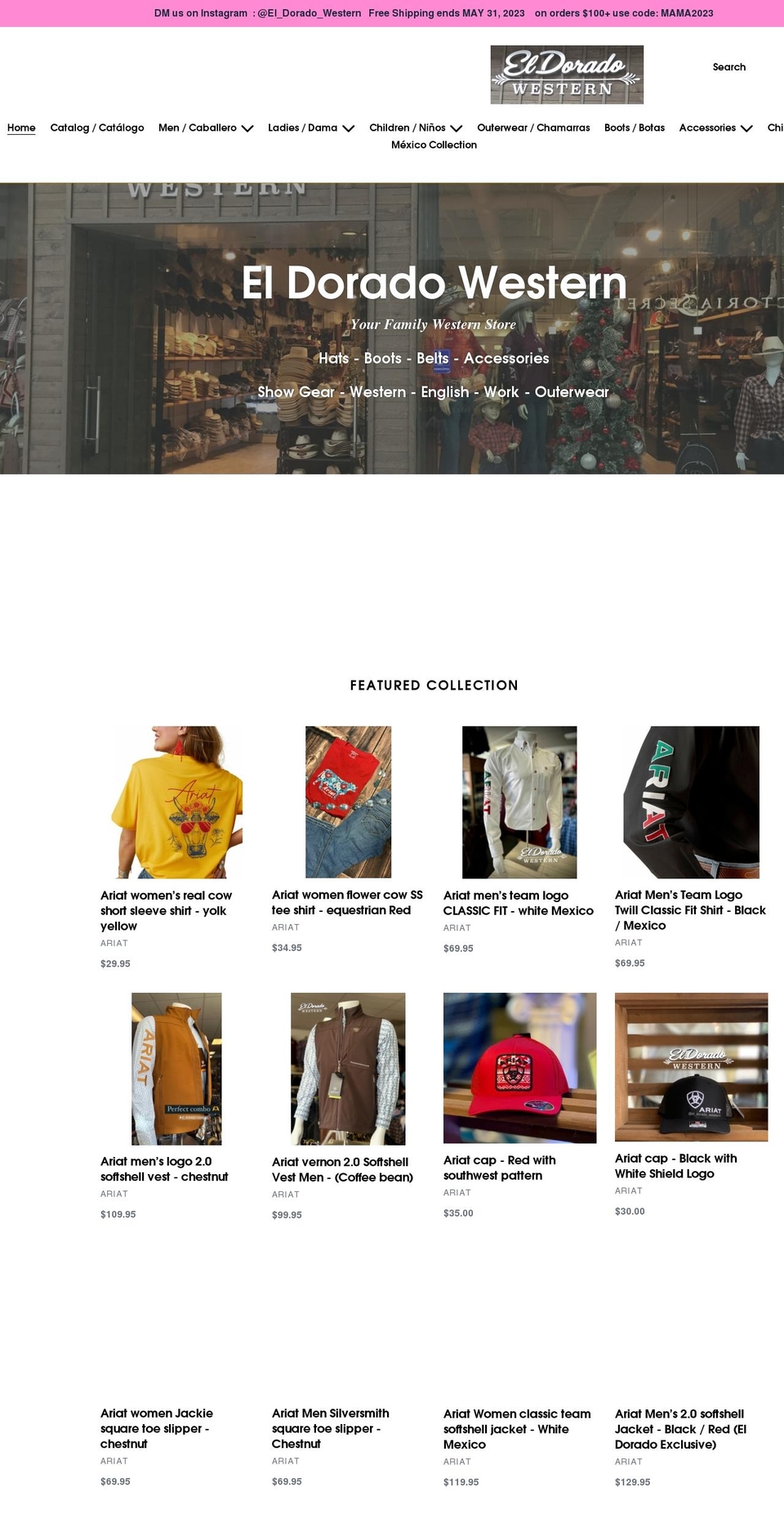 doradowestern.com shopify website screenshot