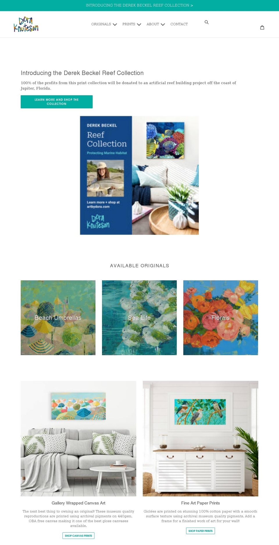 doraknuteson.com shopify website screenshot