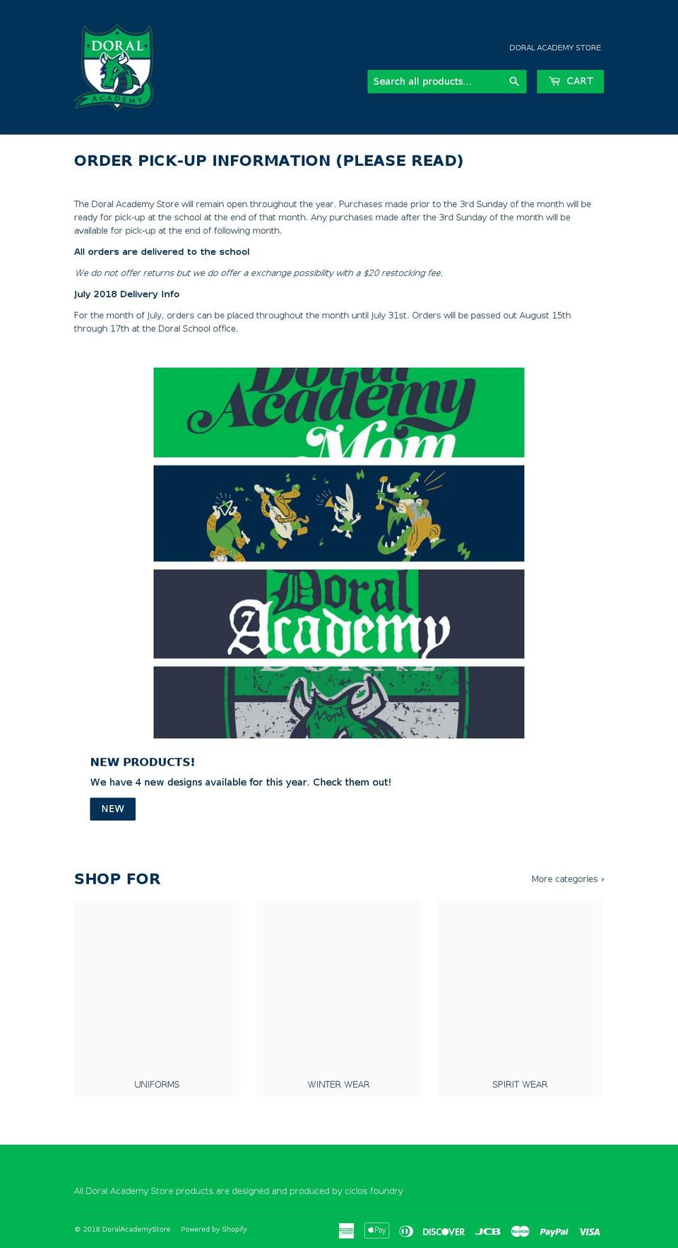 doralacademystore.com — Shopify storefront screenshot
