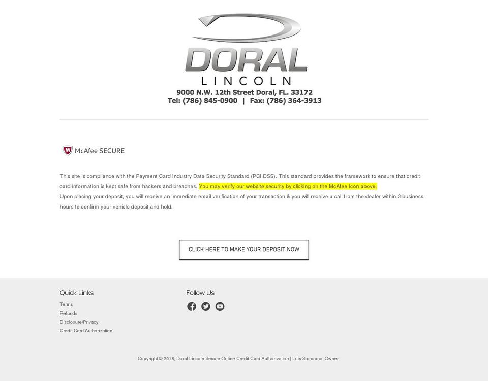 dorallincolndeposit.com — Shopify storefront screenshot