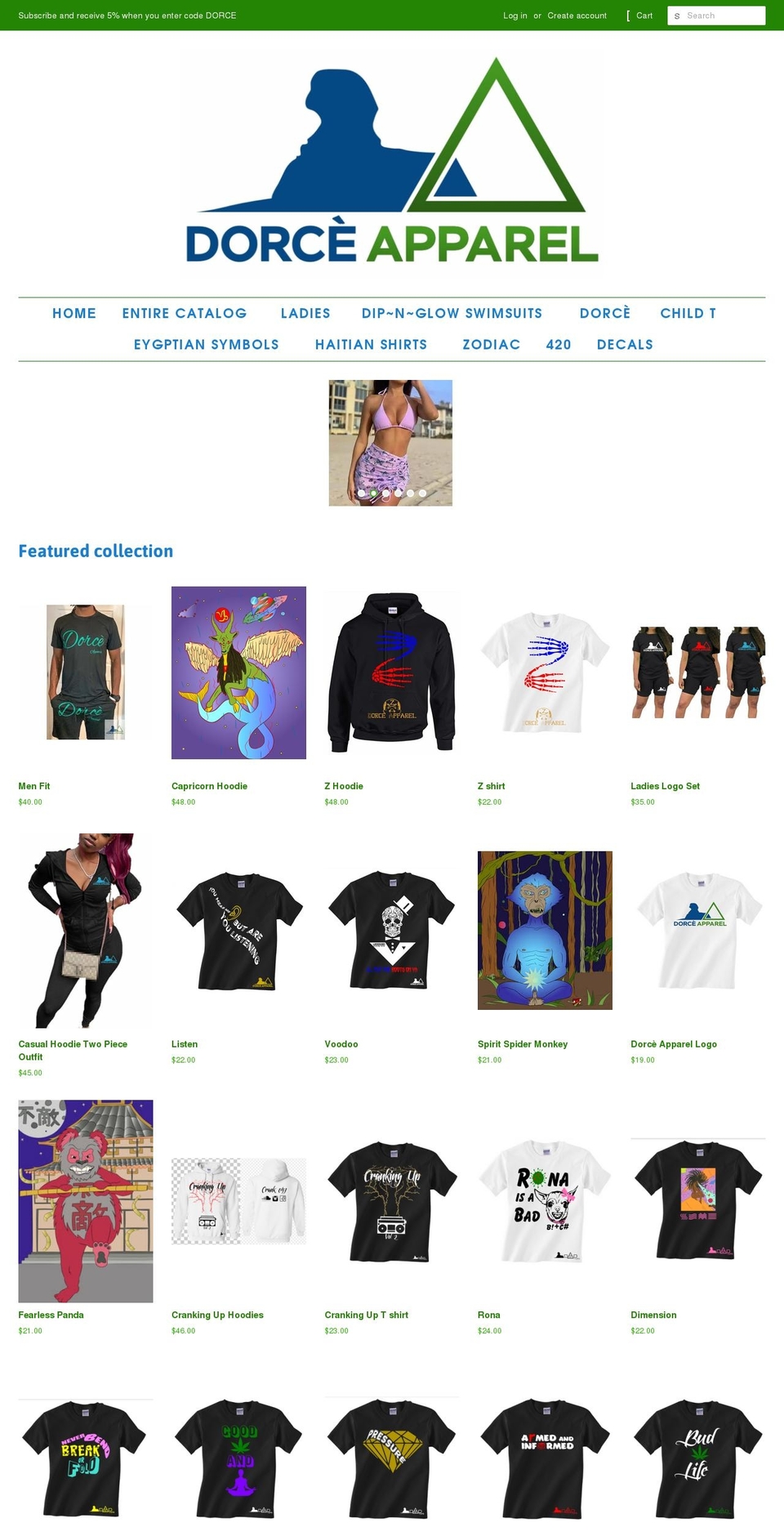 dorceapparel.com shopify website screenshot