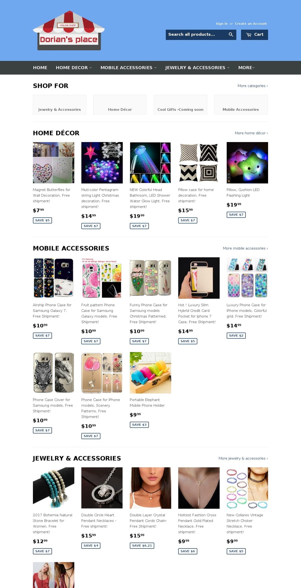 doriansplace.com shopify website screenshot