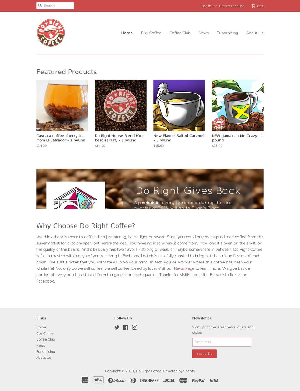 doright.coffee shopify website screenshot