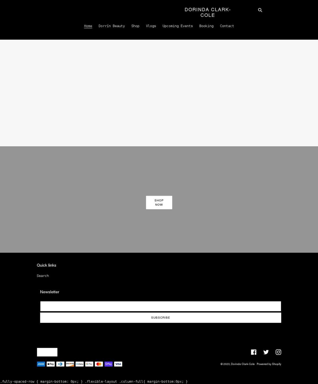 dorindaclarkcole.com shopify website screenshot
