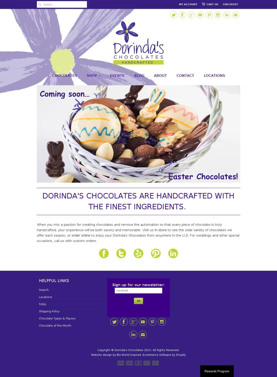 dorindaschocolate.com shopify website screenshot