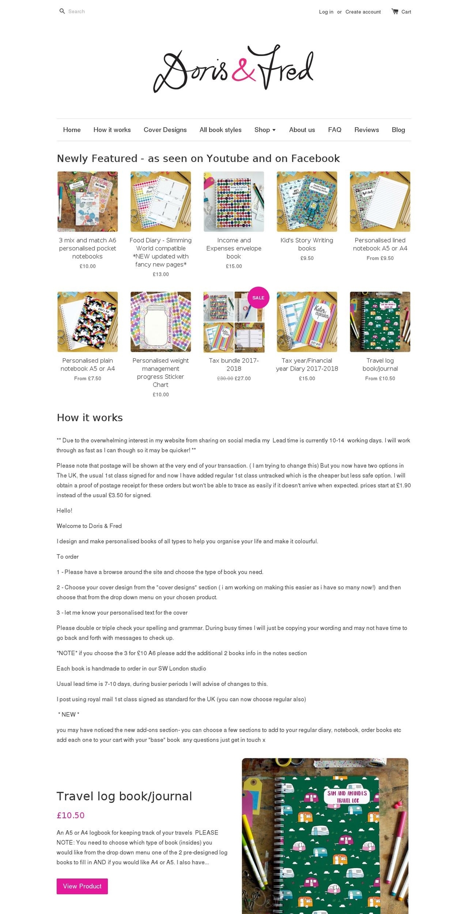 dorisandfred.com shopify website screenshot