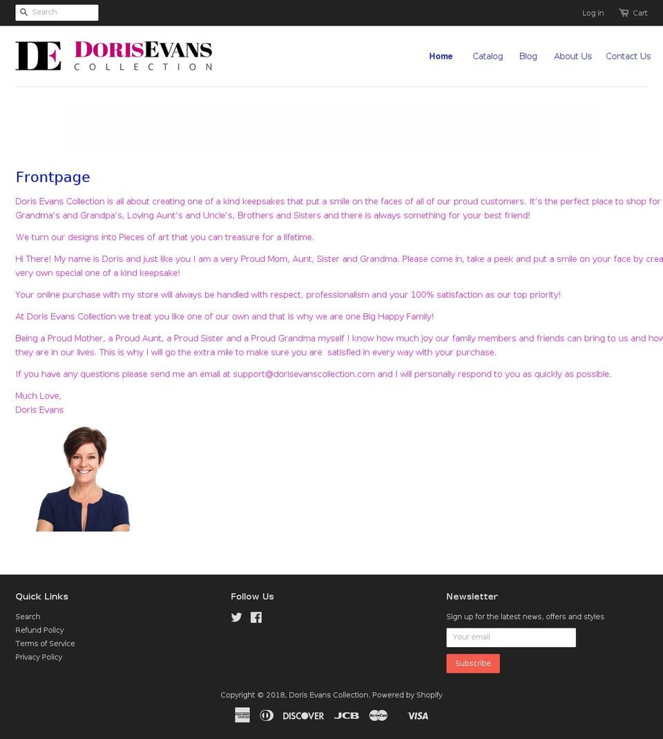 dorisevanscollection.net shopify website screenshot
