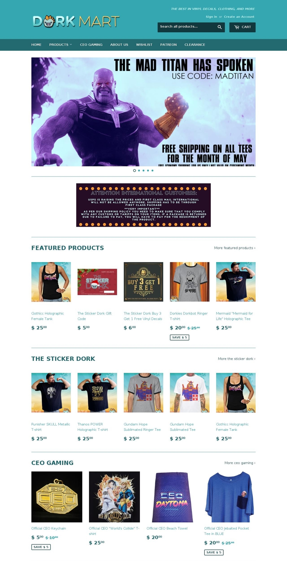 dorkempire.com — Shopify storefront screenshot