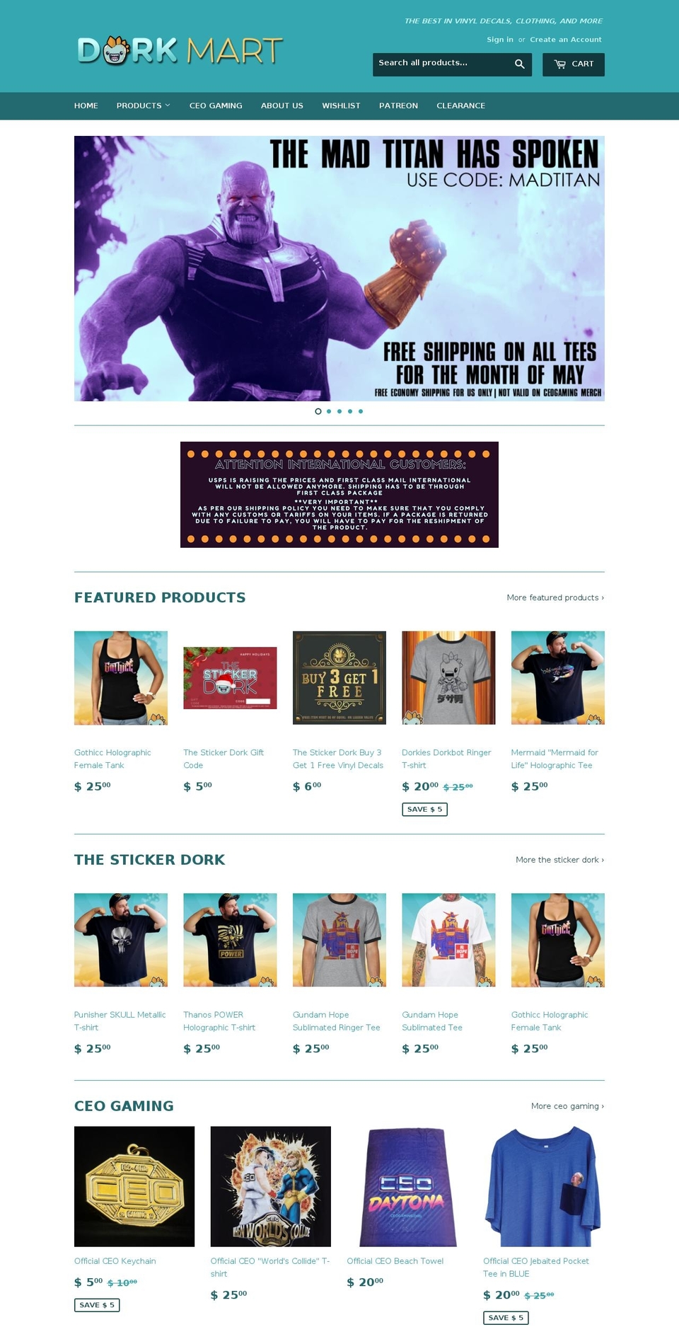 dorkmart.com — Shopify storefront screenshot