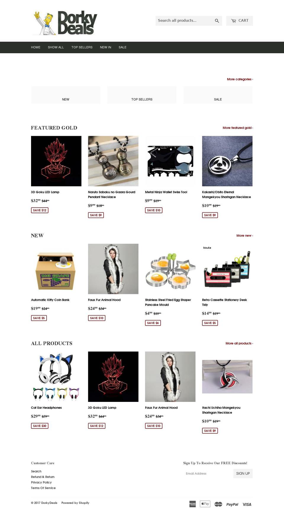 dorkydeals.com shopify website screenshot