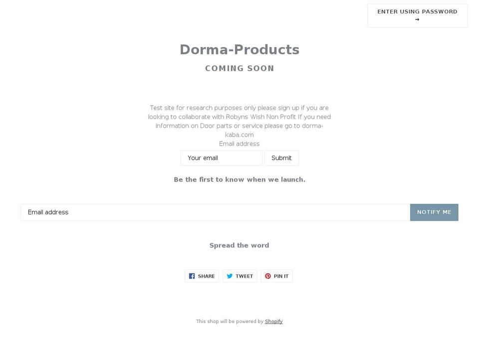 dormaproducts.com shopify website screenshot