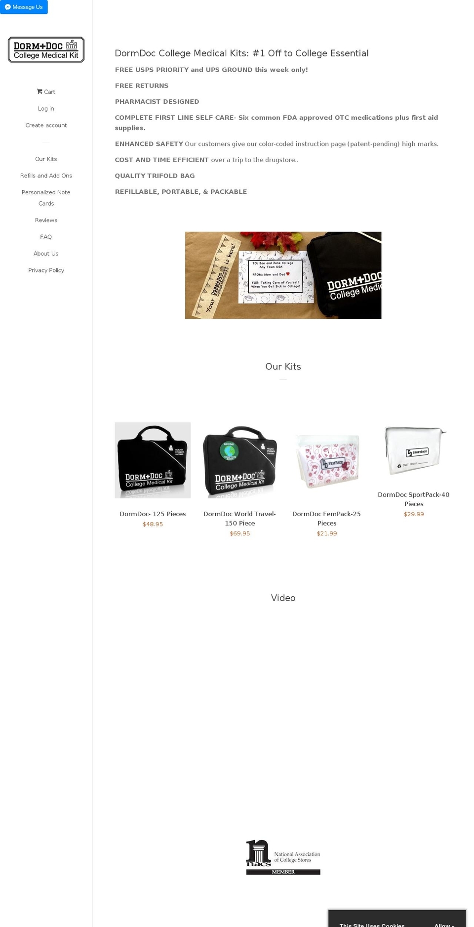 dormfirstaid.com shopify website screenshot