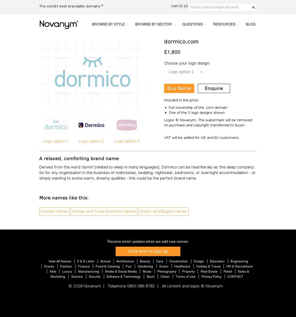 dormico.com — Shopify storefront screenshot