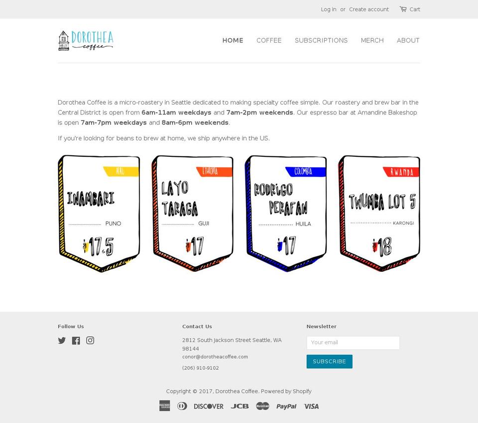 dorotheacoffee.com shopify website screenshot