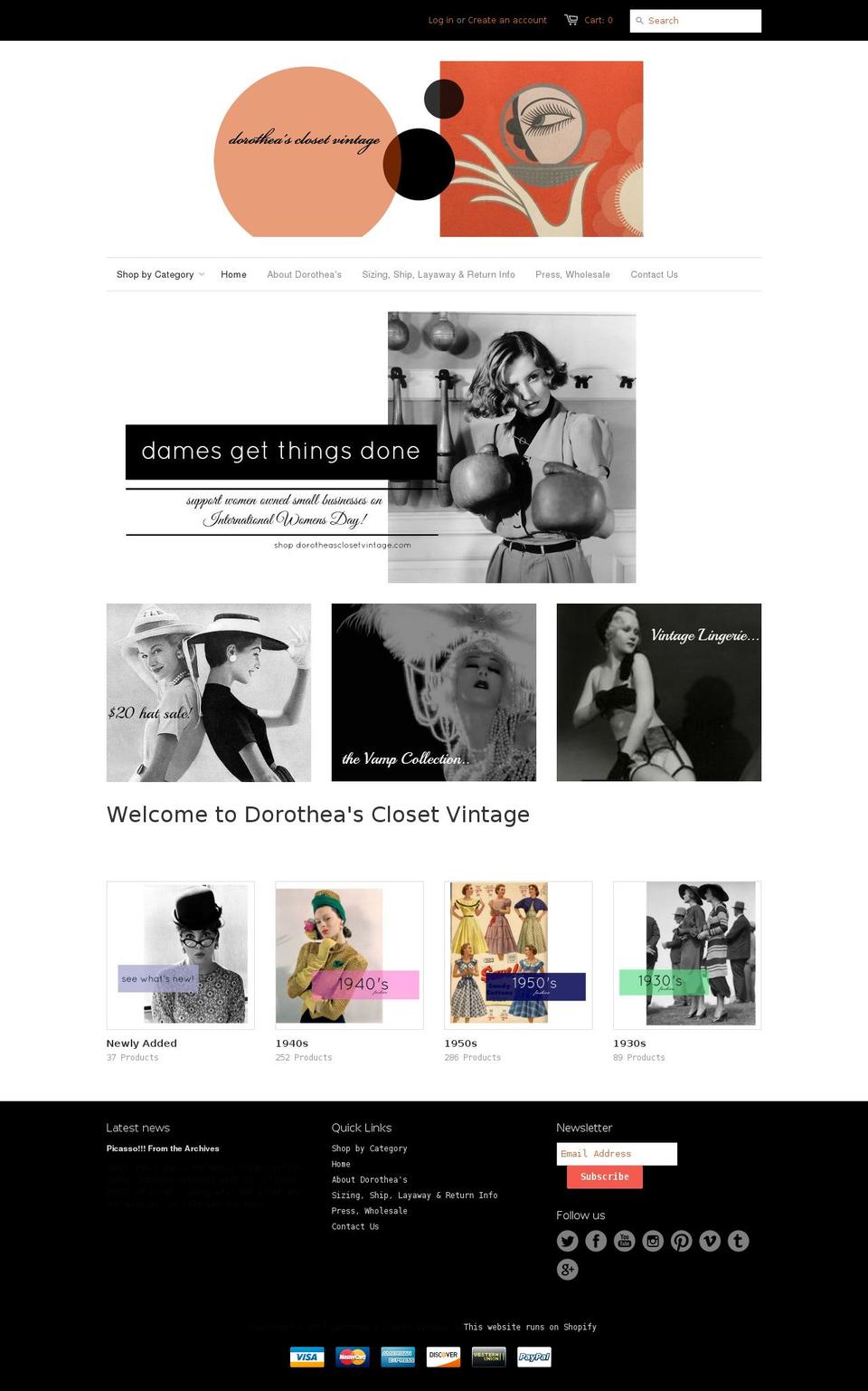 dorotheasclosetvintage.com shopify website screenshot