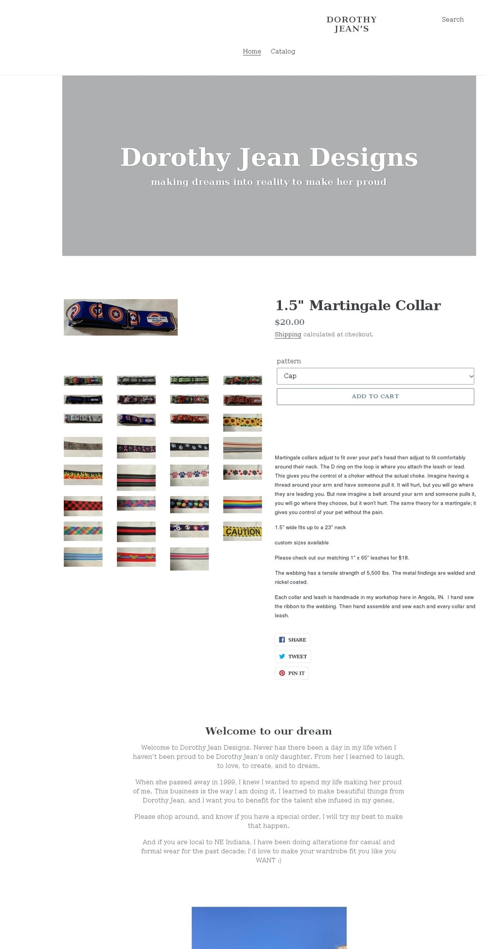dorothyjeandesigns.com shopify website screenshot