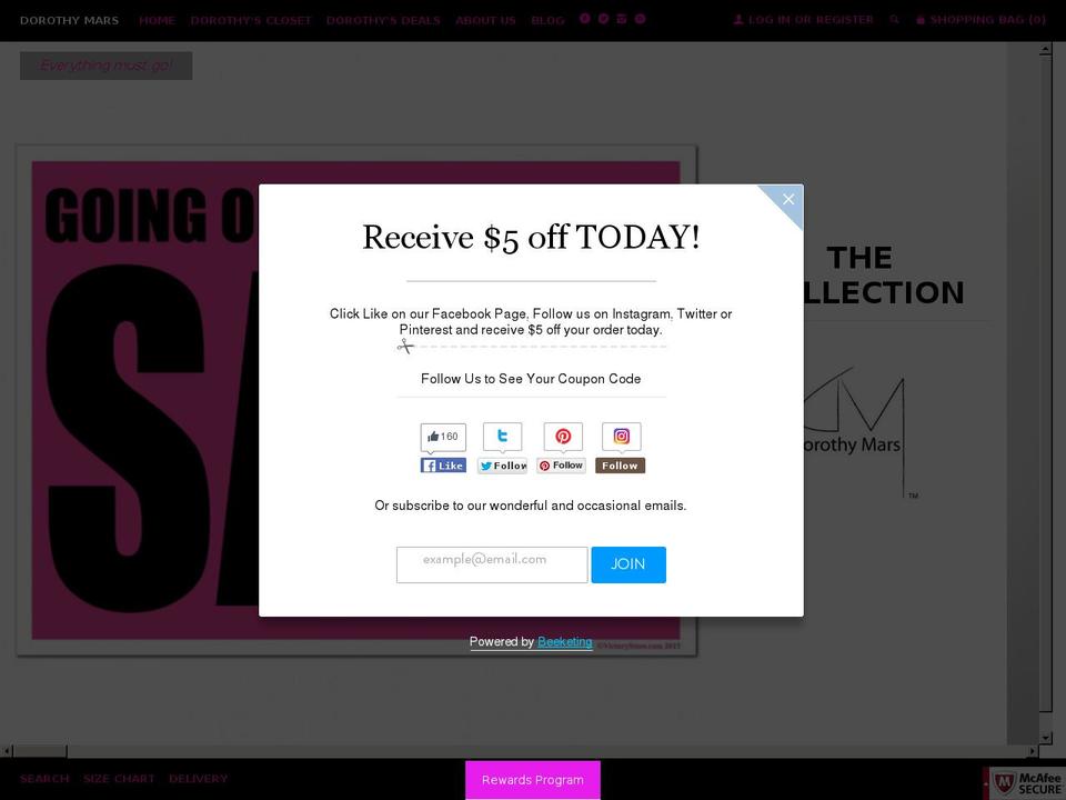 dorothymars.net shopify website screenshot