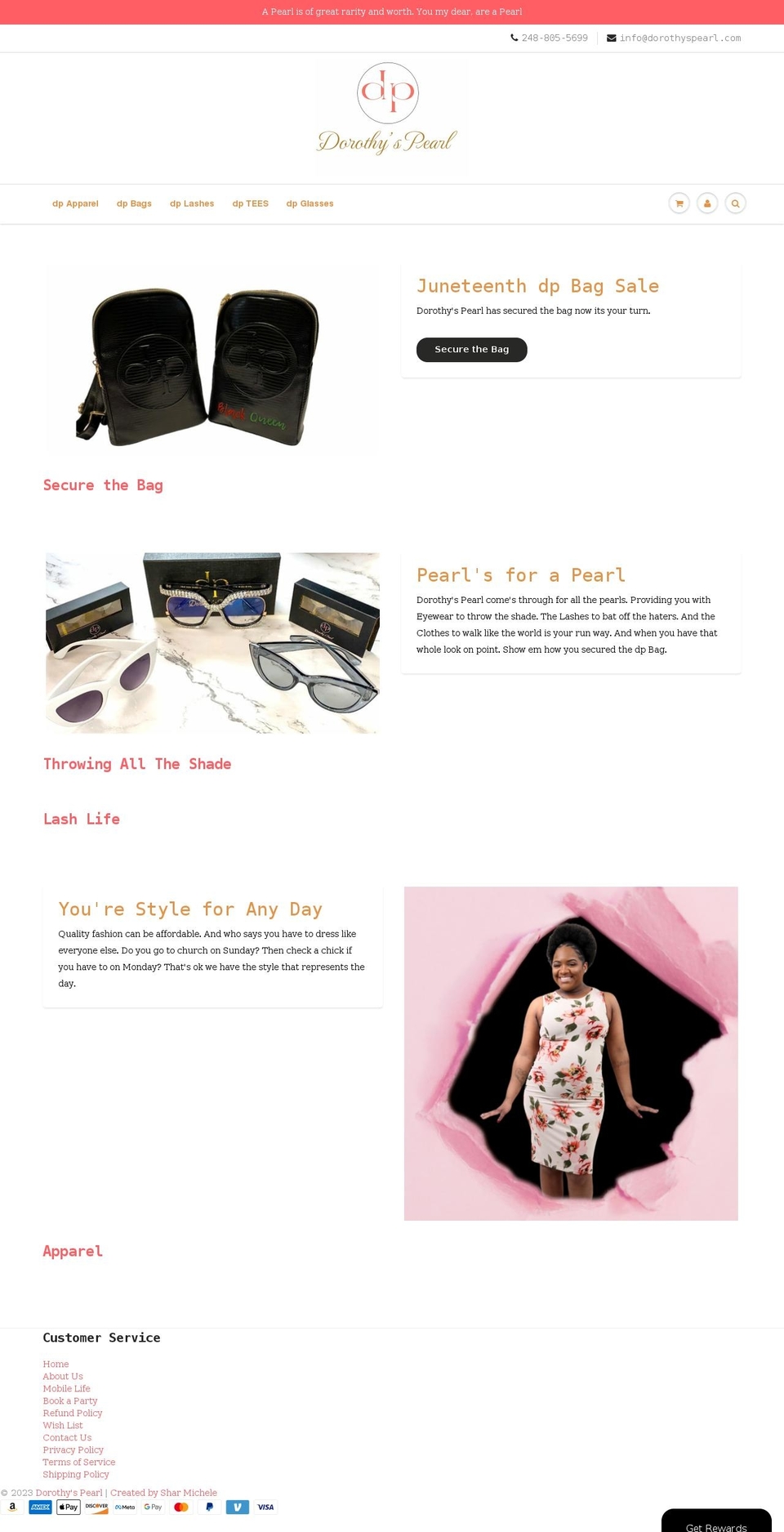 premiere Shopify theme site example dorothyspearl.com