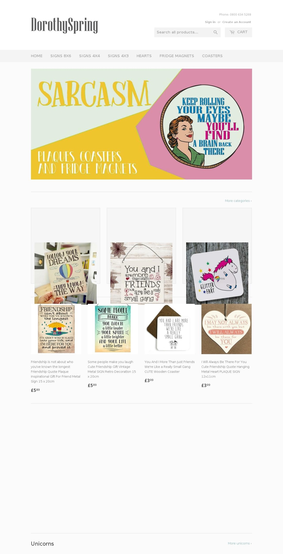 dorothyspring.com — Shopify storefront screenshot