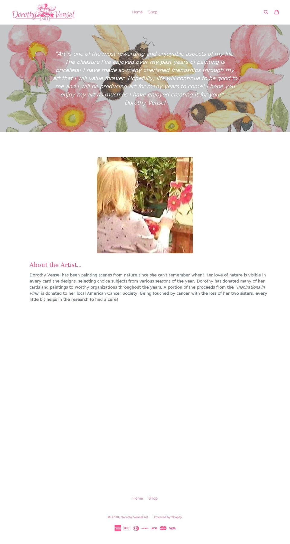 dorothyvenselart.com — Shopify storefront screenshot