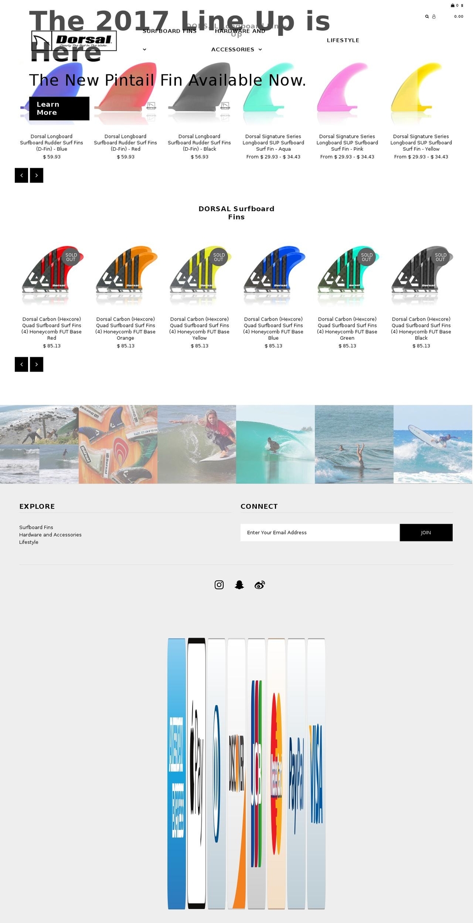 dorsalfins.com shopify website screenshot