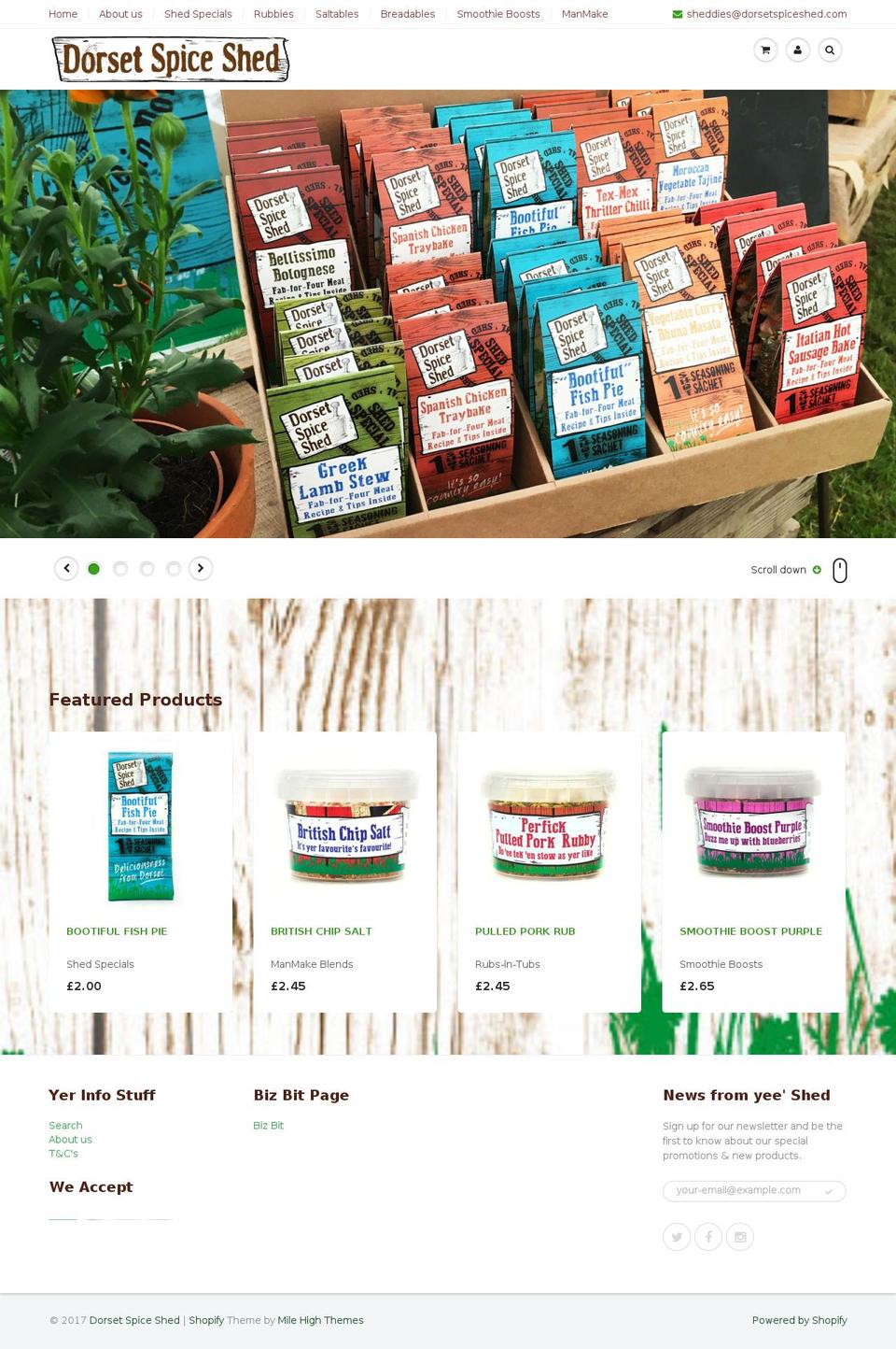 dorsetspiceshed.com shopify website screenshot