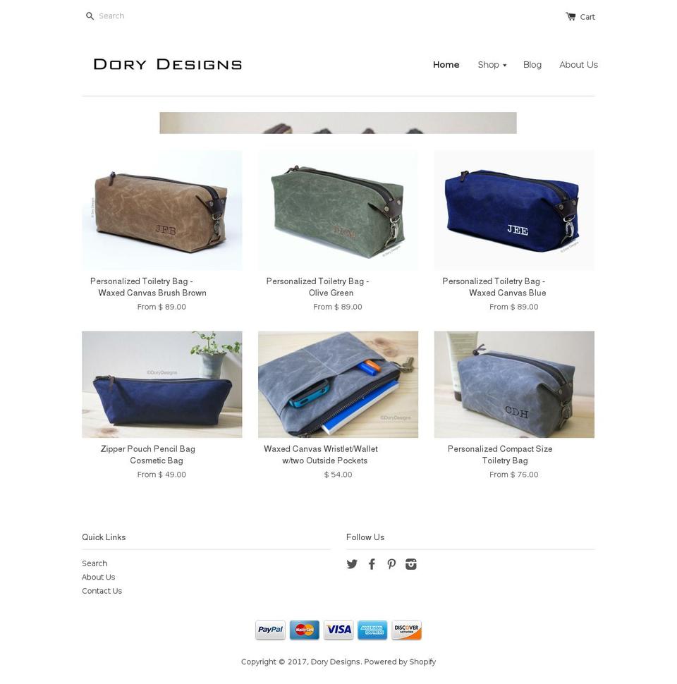dorydesignshandmade.com shopify website screenshot