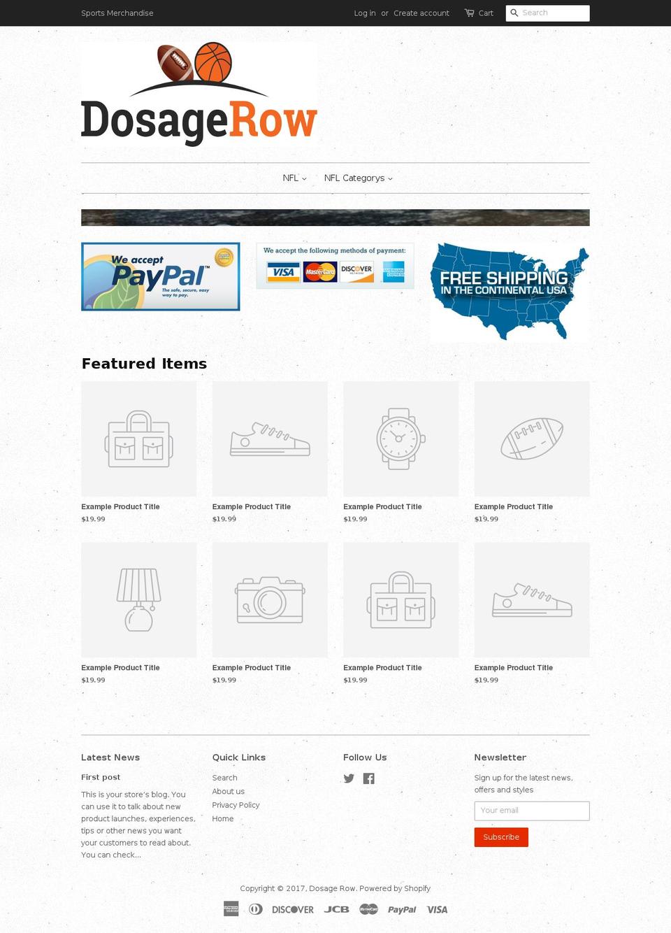 dosagerow.com shopify website screenshot