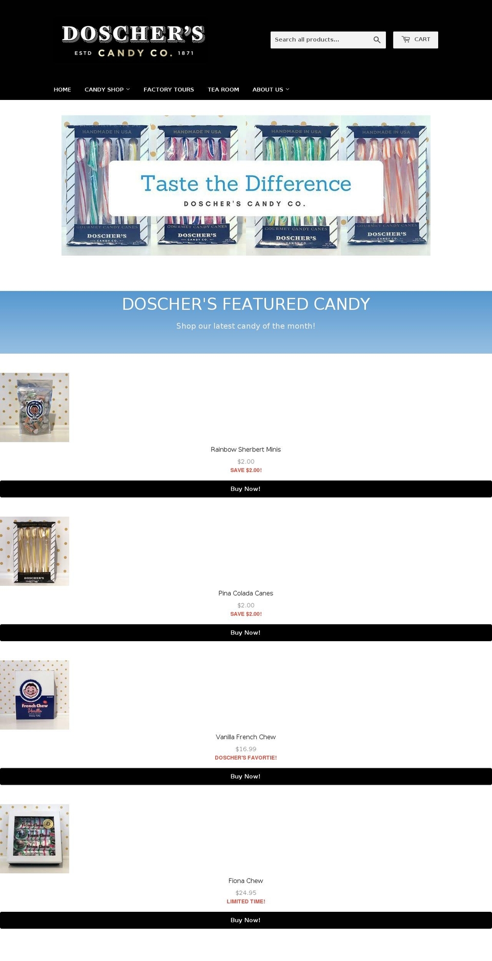 doscherscandies.com shopify website screenshot