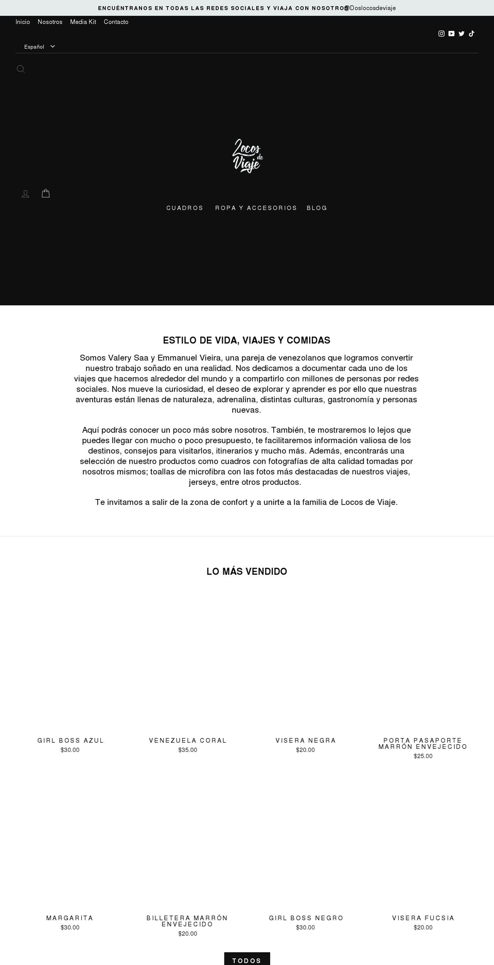 doslocosdeviaje.com shopify website screenshot