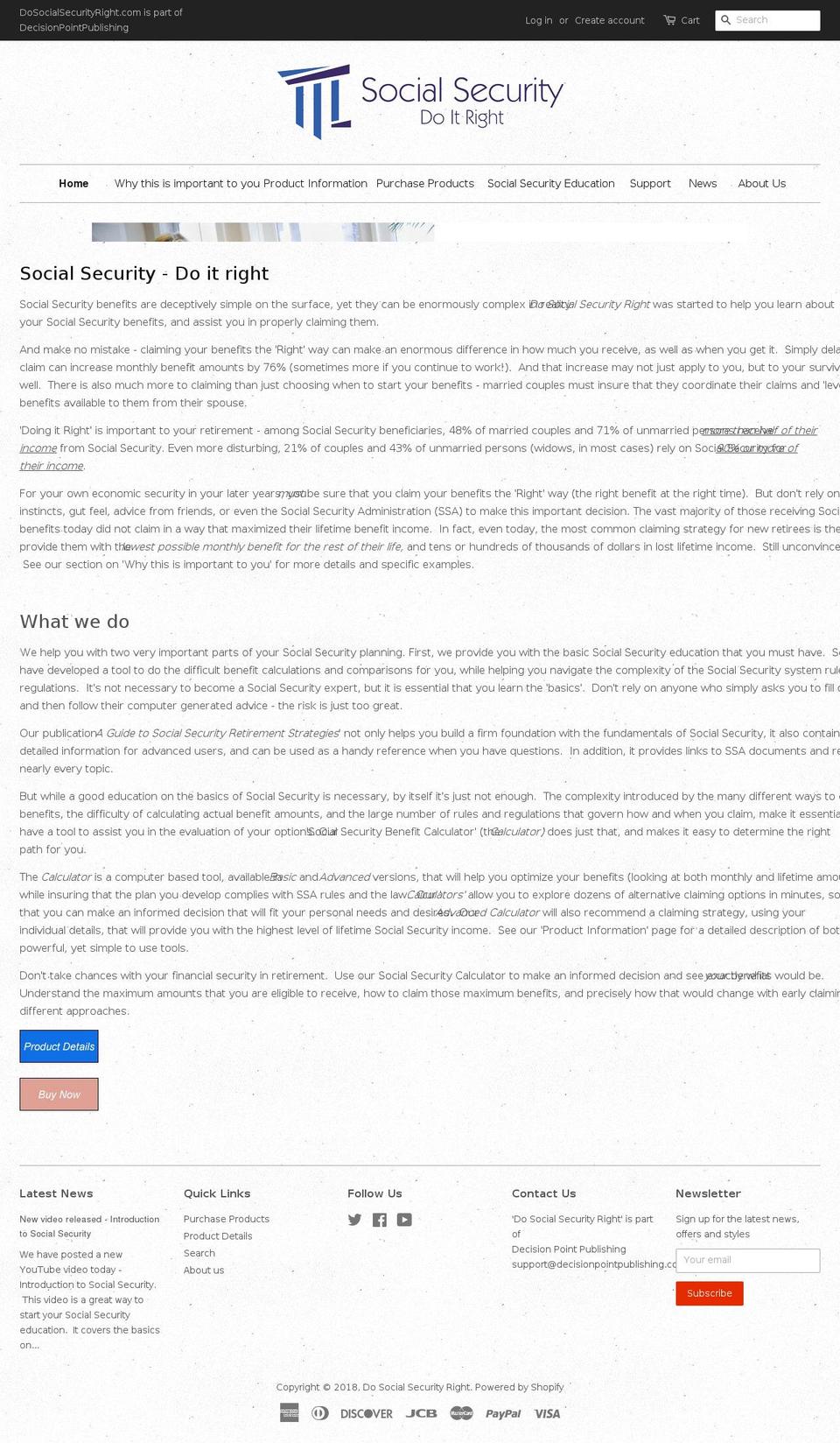 dosocialsecurityright.com shopify website screenshot