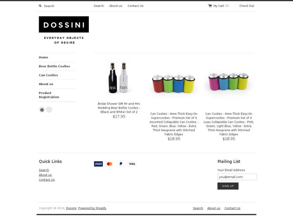 dossini.com shopify website screenshot