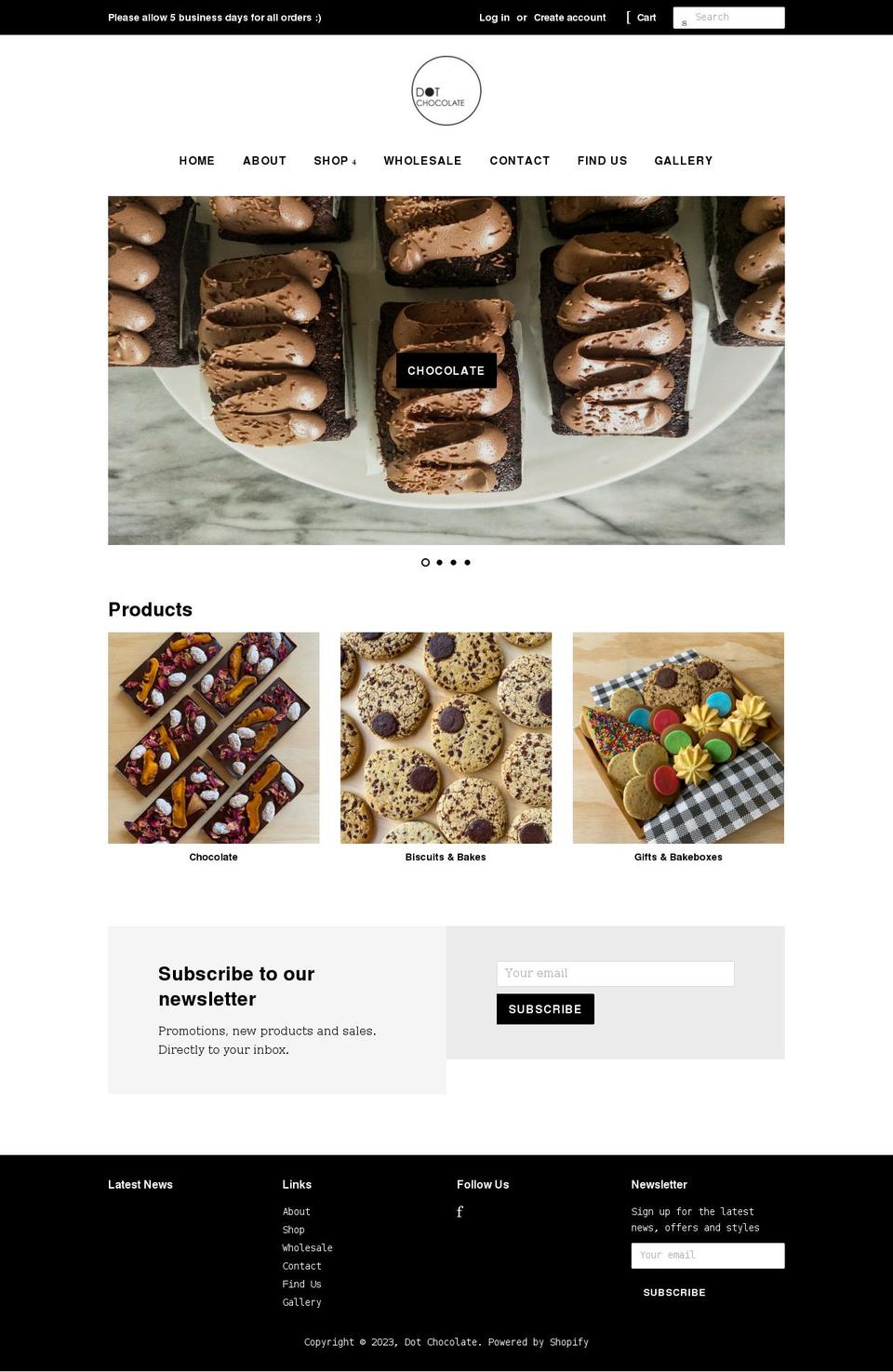dotchocolate.com.au shopify website screenshot