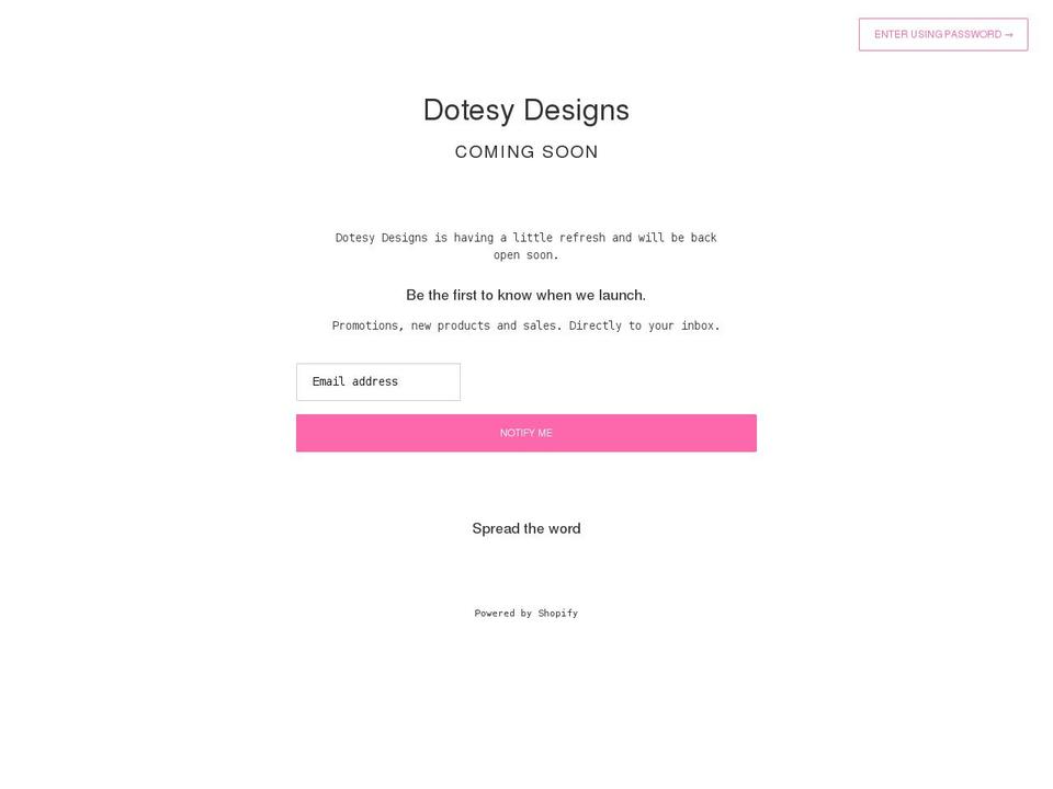 dotesydesigns.com shopify website screenshot
