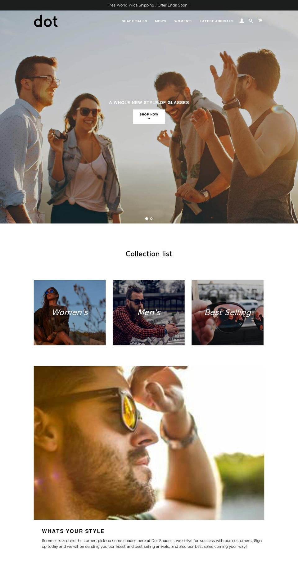 dotshades.com — Shopify storefront screenshot